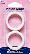 HEMLINE HANGSELL - Plastic Rings, 32mm 8 Pcs - white